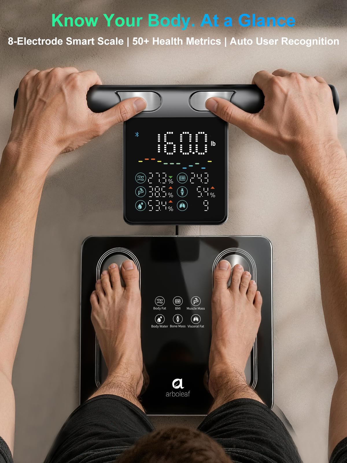 arboleaf 体組成計 CS10E 8電極 本体 Amazon.co.jp: Arboleaf 8電極体組成スケール ハンドル表示付き